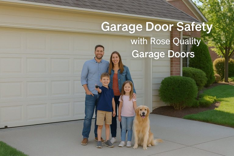 Family-safe garage door with sensors installed by Rose Quality Garage Doors in Nashville, TN